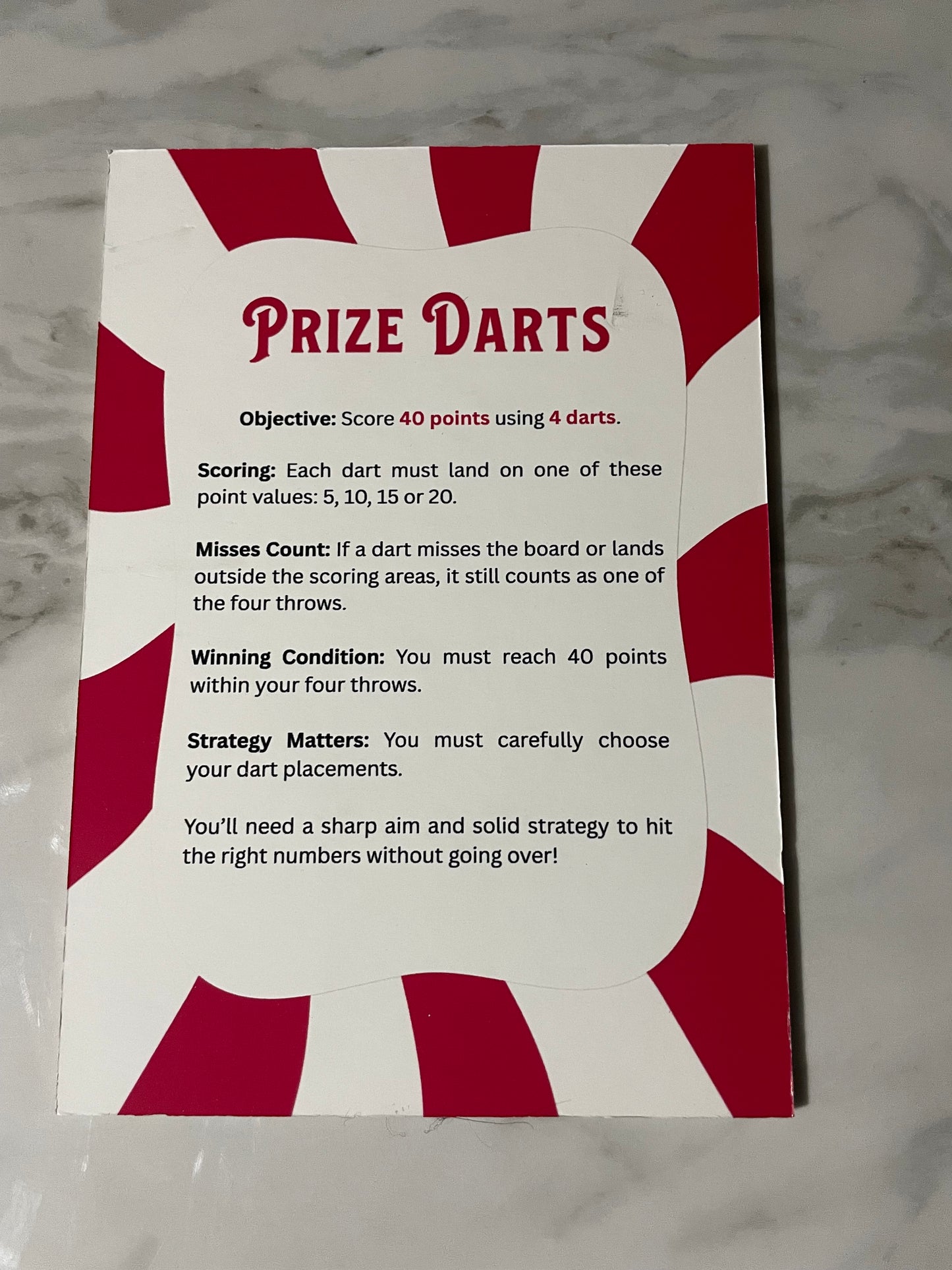 Game Rule Card POS Strut